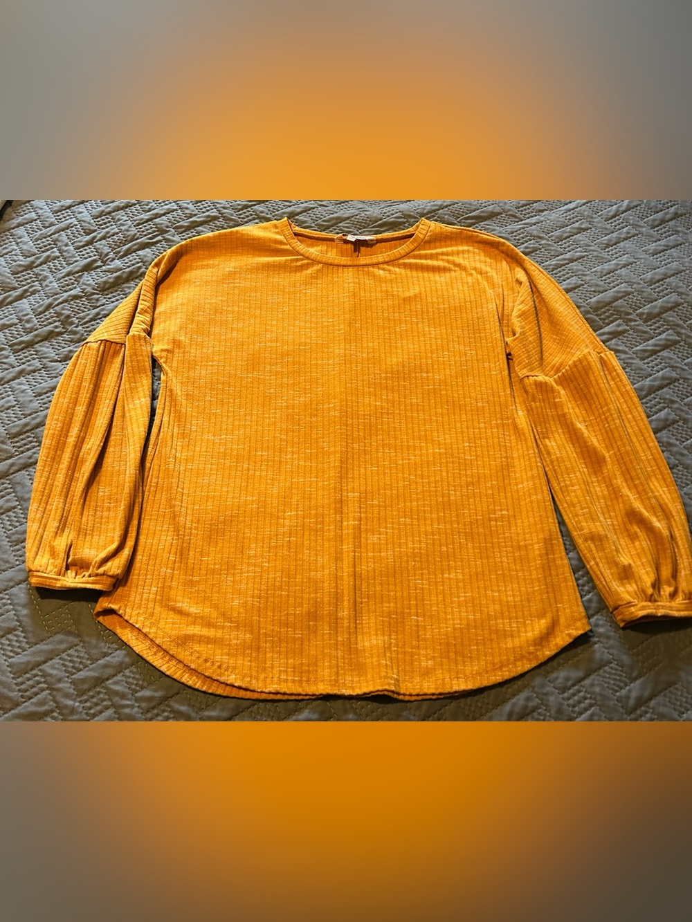 Juicy Couture Mustard Ribbed Long-Sleeve Women's Top Size M